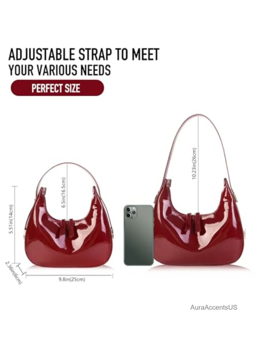 Y2k Crescent Hobo Shoulder Bag with Adjustable Strap
